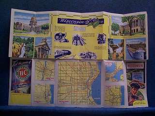 1940s Sinclair H C Gasoline Road Map of Wisconsin   Small Size  