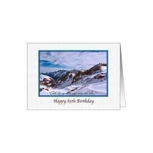  85th Birthday, Religious, Snowy Mountains Card: Toys 