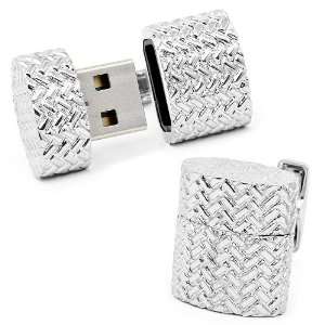  Ravi Ratan Woven Silver Oval USB Cufflinks (4GB) (RR 435 