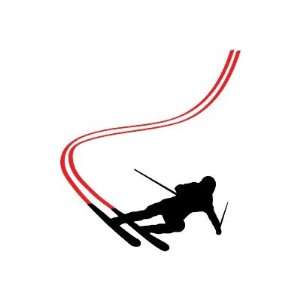  downhill ski skiing red track Stickers: Arts, Crafts 