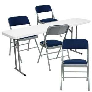  Seminar Folding Table & HERCULES™ Navy Blue Upholstered 