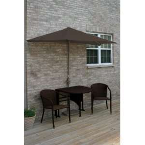 com 5 Piece Round Java Wicker and Brown Sunbrella Patio Furniture Set 