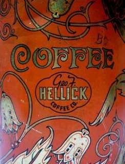 VINTAGE G.F.HELLICK COFFEE LARGE LIDDED 1LB. TIN  