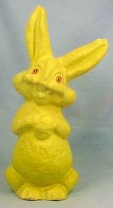 Papier Mache Easter Bunny Rabbit Vintage Yellow Laughing Happy Funny 
