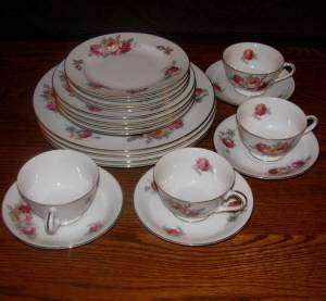 Sango China San5 Pink & Yellow Roses 4 Placesettings 20 piece VTG LOT 