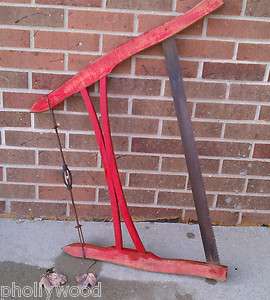 Vintage Wood Buck Bow Hand Saw Two Man Red  