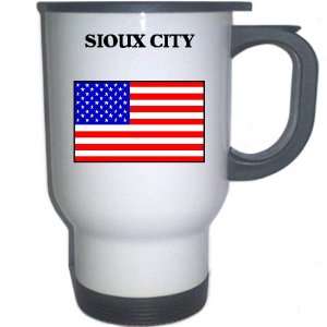  US Flag   Sioux City, Iowa (IA) White Stainless Steel Mug 