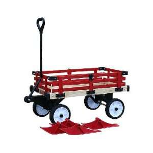   34 in. All Season Wooden Wagon with 8 in. Wheels: Sports & Outdoors