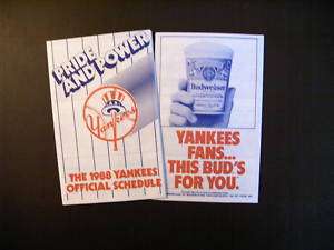 New York Yankees 1988 pocket schedule   Budweiser  