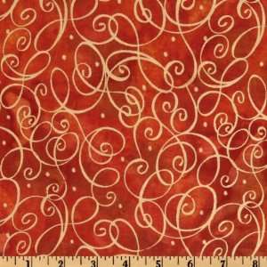   Indian Batik Script Rust Fabric By The Yard: Arts, Crafts & Sewing