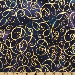   Batik Script Blue/Gold Fabric By The Yard: Arts, Crafts & Sewing