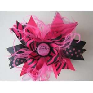  Daddy Did My Hair Hot Pink Zebra Hair Bow: Beauty
