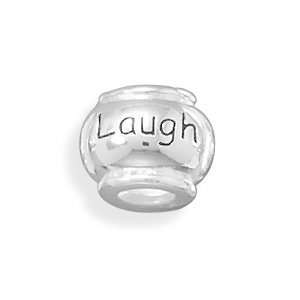 Sterling Silver Charm Bracelet Bead the Word Laugh   Compatible with 
