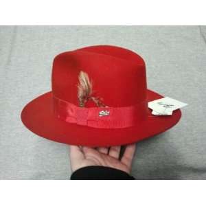 Bailey of Hollywood Gangster Wool Felt Hat Mens Size Small Bright Red