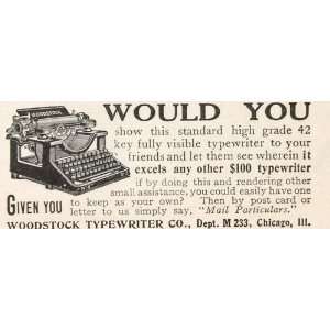   Woodstock Typewriter Company Chicago IL   Original Print Ad Home