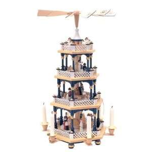  4 Tier Natural Wood Nativity Scene with Blue Accents 