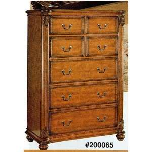 Grand Style Collection Satin Fruitwood Finish Solid Wood Chest Dresser