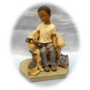  African american Boy with Cat and Phone