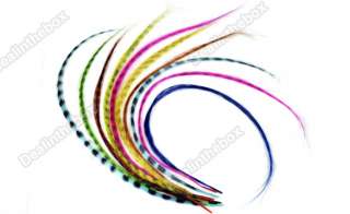 Fashion 10 Color Hand made Grizzly Synthetic Feather Hair Extensions 