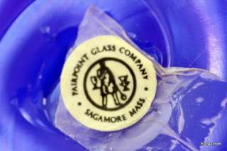 Vintage Pairpoint Hand Blown Cobalt blue Swirl Glass Vase  