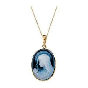  Madonna Blue Agate Cameo Necklace: Italy: Jewelry