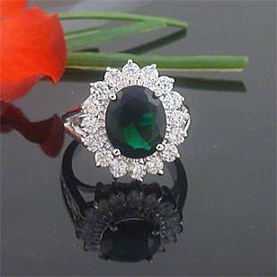 ROYAL ENGAGEMENT RING REPLICA SIMULATED EMERALD CZ RING  
