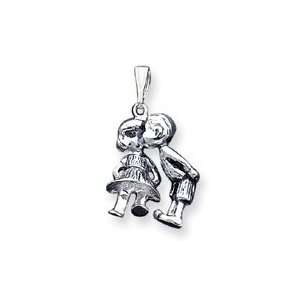  Sterling Silver Antiqued Boy Kissing Girl: Jewelry