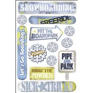  Winter Sports Cardstock Stickers 5.5X9 Snowboard 