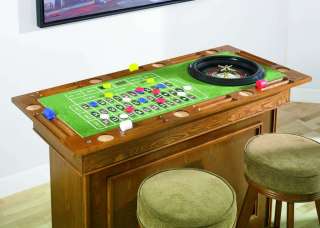 Home Casino Bar & Stools Poker Roulette Craps Table Set  