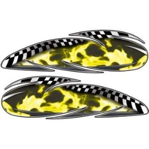  Real Fire Yellow Custom Motorcycle Gas Tank Graphics Automotive