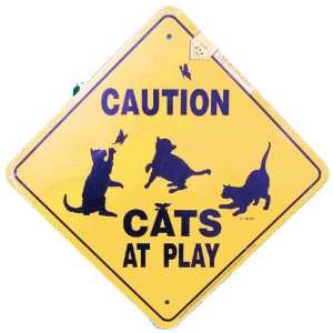  Cats at Play Caution Yard Sign: Pet Supplies