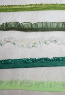 yds Olive Emerald Lime stretch ruffle organza trim  