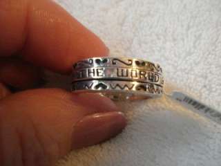   Band Ring LOVE MAKES THE WORLD GO AROUND Sterling Ring 7 NWT  