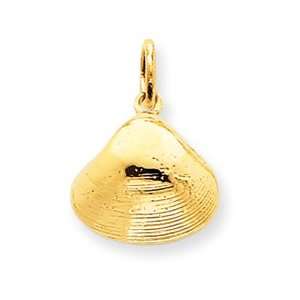  14k Gold Polished Open Backed Oyster Shell Charm: Jewelry