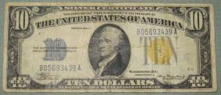 1934 A 10$ DOLLAR SILVER CERTIFICATE NO AFRICA VF 3439A  