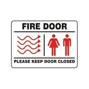 FIRE DOOR PLEASE KEEP DOOR CLOSED (W/GRAPHIC) Sign   7 x 10 Adhesive 