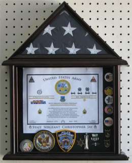 Flag Display Case Military Shadow box for 3 X 5 flag, Solid Wood 