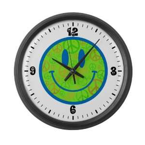  Large Wall Clock Smiley Face With Peace Symbols 