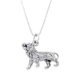  Sterling Silver One Sided Lion Necklace Jewelry