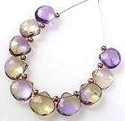 BEAUTIFUL BI COLORED AMETRINE FACETED HEART BRIOLETTE BEADS 7 8 mm 