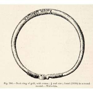  1889 Wood Engraving Neck ring Gold Ruins Wallachia Viking 