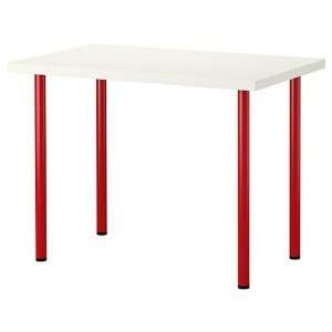 New Ikea Computer Desk Table Multi use White with Red Legs  