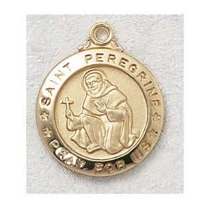 Gold Plated Oval Catholic Saint Peregrine Patron Saint Medal Catholic 