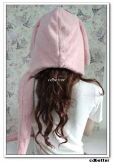 Girl Winter Warm Fluffy Pink Long Scarf with Cute Ear Ski Beanie Hats 