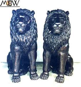 4Ft Outdoor Indoor Cast Bronze Pair of Lions Statues  