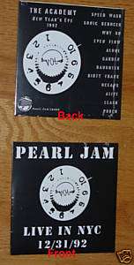 PEARL JAM CD LIVE IN NYC 12 31 92 New York Years Eve  