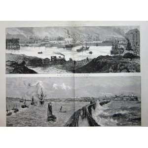  1884 Newcastle On Tyne Coble Dene Dock Collingwood Pier 