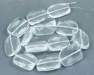 30x24mm Faceted Clear Glass Quartz Slab Rectangle Nugget Beads 16 