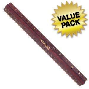  Value Pack of Westcott Mahogany Finger Grip Rulers With 