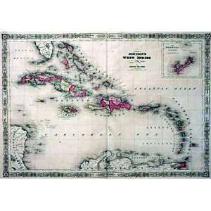  Johnson 1865 Map of the West Indies: Office Products
